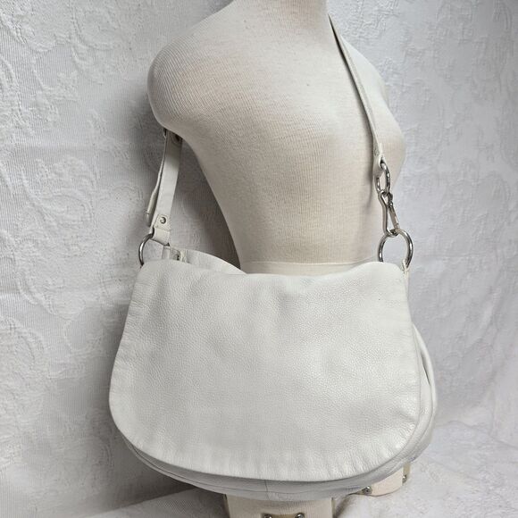 Coach White Soft Pebbled Leather Saddle Bag 13648 Vintage Y2K Quiet Luxury - Picture 1 of 16